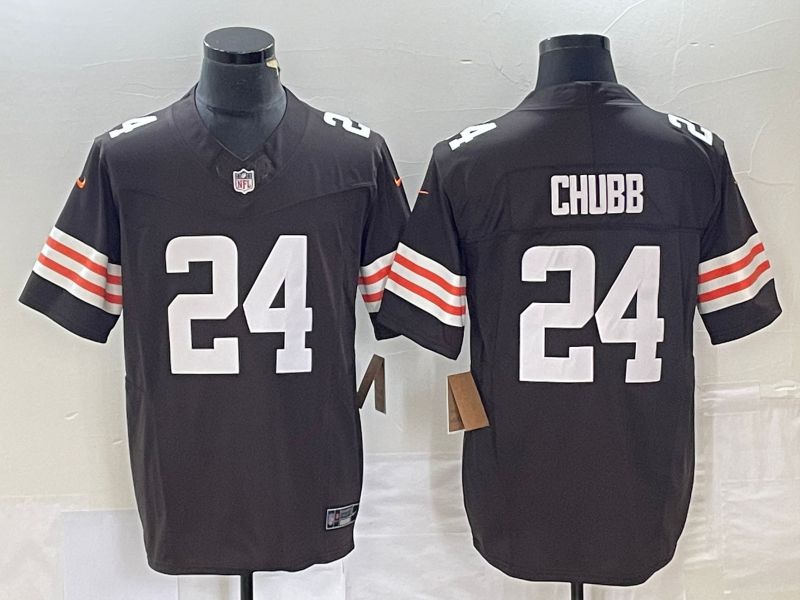 Men Cleveland Browns #24 Chubb Brown 2023 Nike Vapor Limited NFL Jersey style 1->green bay packers->NFL Jersey